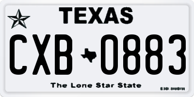 TX license plate CXB0883