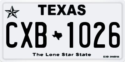 TX license plate CXB1026