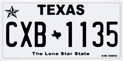 TX license plate CXB1135