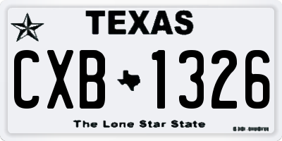 TX license plate CXB1326