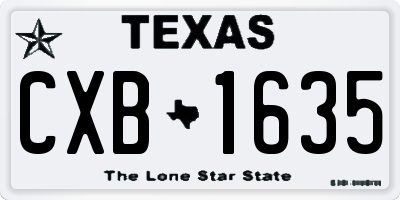 TX license plate CXB1635
