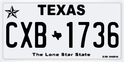 TX license plate CXB1736