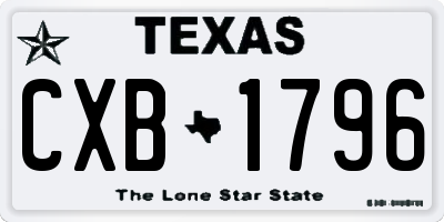 TX license plate CXB1796