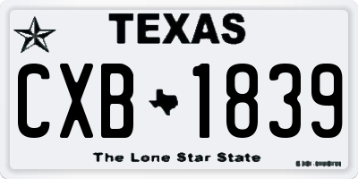 TX license plate CXB1839