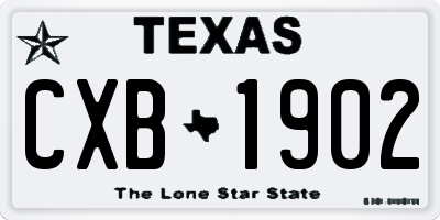 TX license plate CXB1902