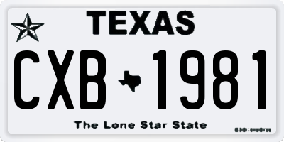 TX license plate CXB1981