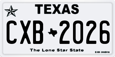 TX license plate CXB2026