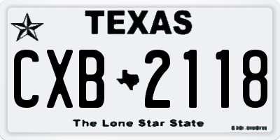 TX license plate CXB2118