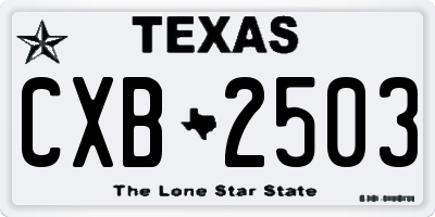 TX license plate CXB2503