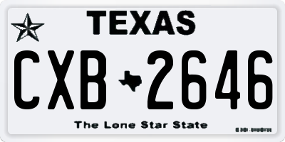 TX license plate CXB2646