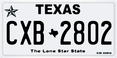 TX license plate CXB2802