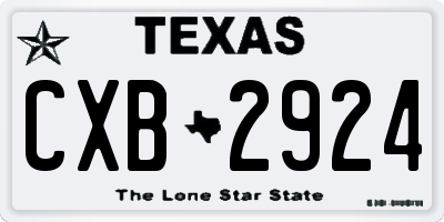 TX license plate CXB2924