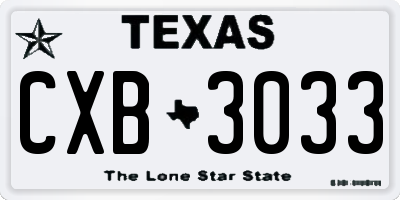 TX license plate CXB3033