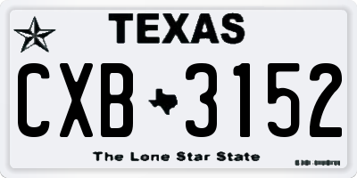 TX license plate CXB3152