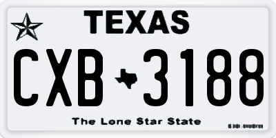 TX license plate CXB3188