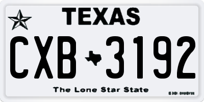 TX license plate CXB3192