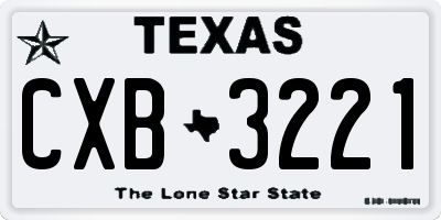 TX license plate CXB3221