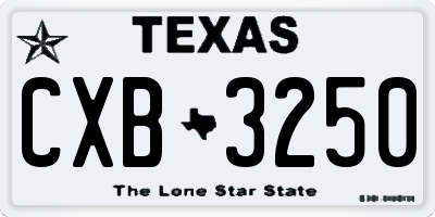 TX license plate CXB3250