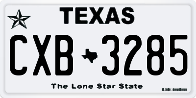 TX license plate CXB3285