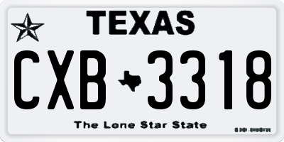 TX license plate CXB3318