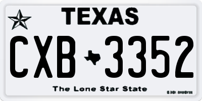 TX license plate CXB3352