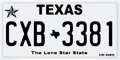 TX license plate CXB3381