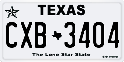TX license plate CXB3404