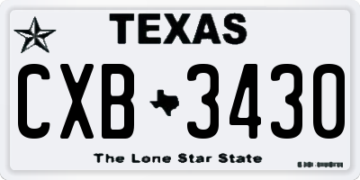 TX license plate CXB3430