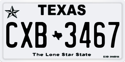 TX license plate CXB3467