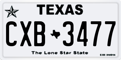 TX license plate CXB3477
