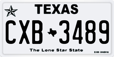 TX license plate CXB3489