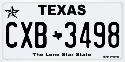 TX license plate CXB3498