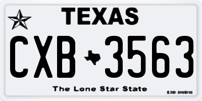 TX license plate CXB3563