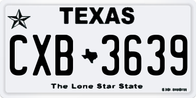 TX license plate CXB3639