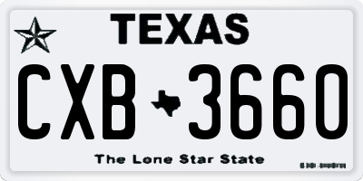 TX license plate CXB3660