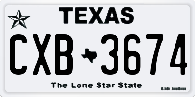 TX license plate CXB3674