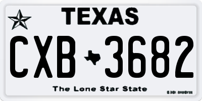 TX license plate CXB3682