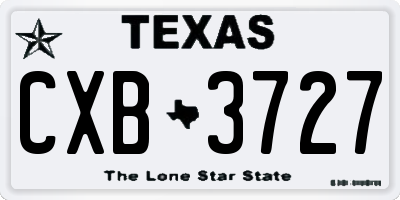 TX license plate CXB3727