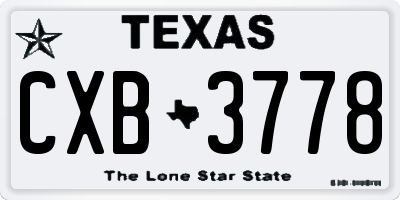 TX license plate CXB3778