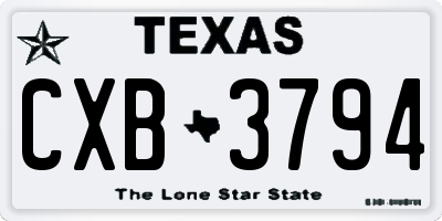 TX license plate CXB3794