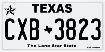 TX license plate CXB3823