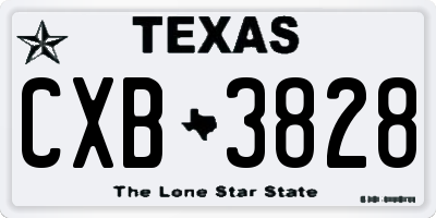 TX license plate CXB3828