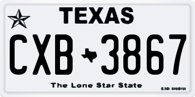 TX license plate CXB3867