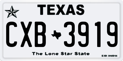 TX license plate CXB3919