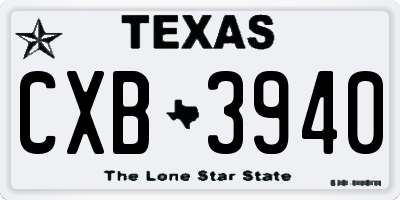 TX license plate CXB3940