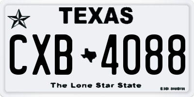 TX license plate CXB4088