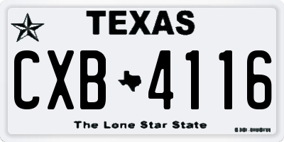TX license plate CXB4116