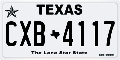 TX license plate CXB4117