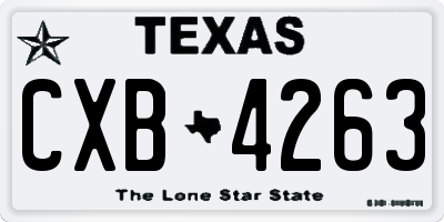 TX license plate CXB4263