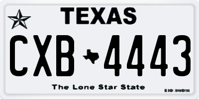 TX license plate CXB4443